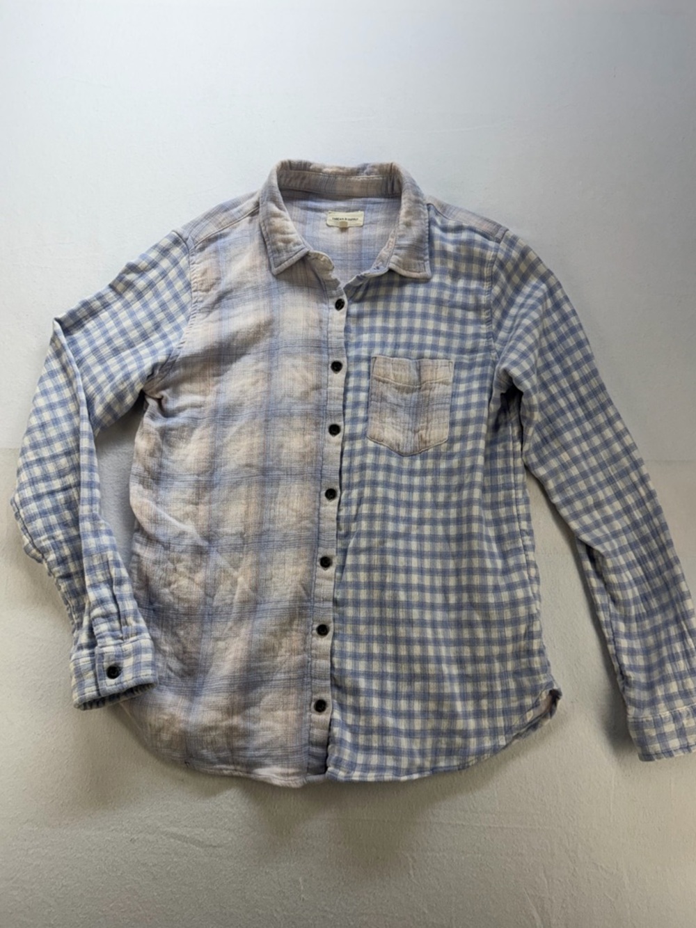 THREAD & SUPPLY Women’s Lightweight Cotton Blue Check Button-Up Shirt